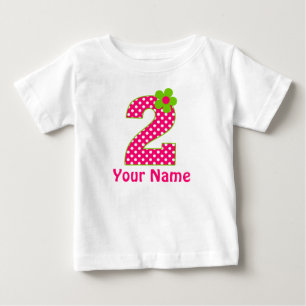 Pour Bébé T-shirt vert et rose 2e anniversaire