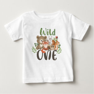 Pour Bébé T-shirt Wild One 1st Birthday Woodland Animals