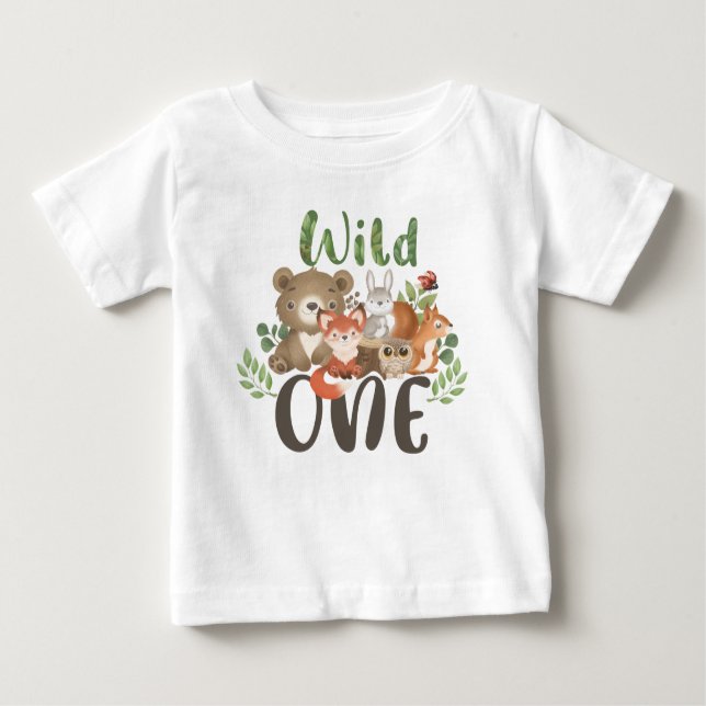 Pour Bébé T-shirt Wild One 1st Birthday Woodland Animals (Devant)