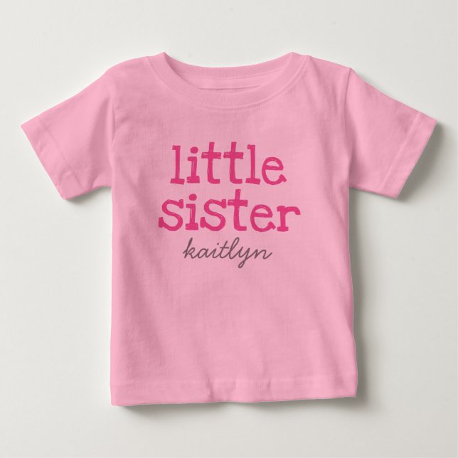 Pour Bébé Texte rose Petite Soeur Ajouter un nom T-shirt (Devant)