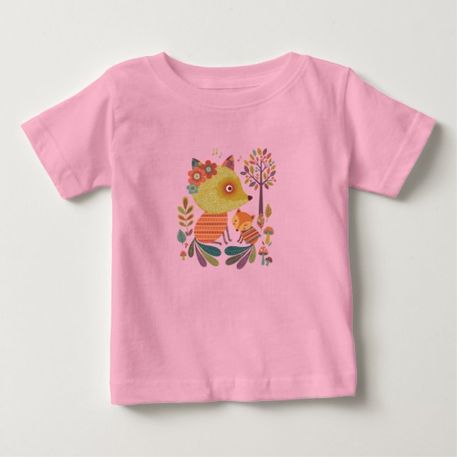 Pour Bébé The Fox and the Flowers T-Shirt (Devant)