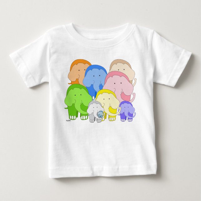 Pour Bébé Tippy Toes Elephant Herd T-Shirt (Devant)