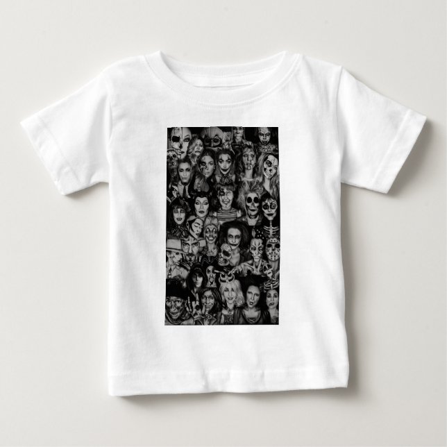 Pour Bébé Toddler BW Halloween Collage T-Shirt (Devant)