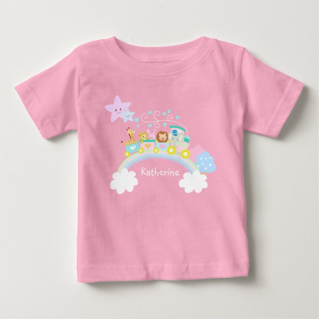 Pour Bébé Train Love Pink T-Shirt (Devant)