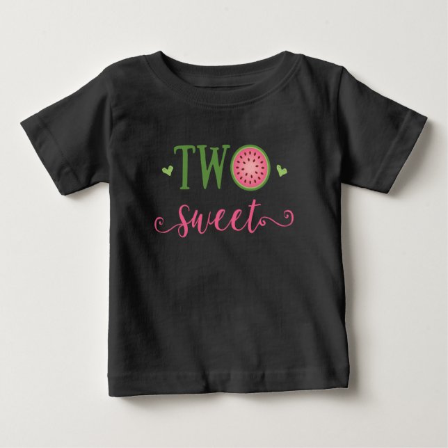 Pour Bébé Two Sweet Watermelon 2nd Birthday Outfit T-Shirt (Devant)