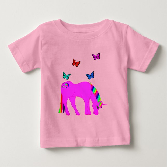 Pour Bébé Unicorne violette & Papillons T-shirt ZKOA Toddler (Devant)