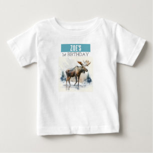 Pour Bébé Vibes d'hiver Moose - T-shirt 1er anniversaire