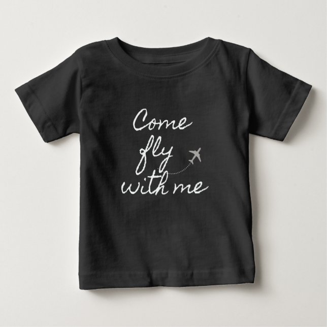 Pour Bébé "Viens voler avec moi" Baby T-shirt noir (Devant)