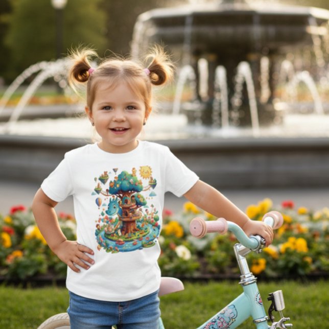 Pour Bébé Whimsical Dragon Treehouse Fantasy Kids T-Shirt (Créateur téléchargé)