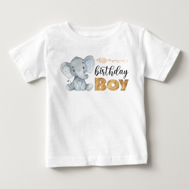 Pour Bébé Wild Un 1er anniversaire Elephant Baby T-shirt (Devant)