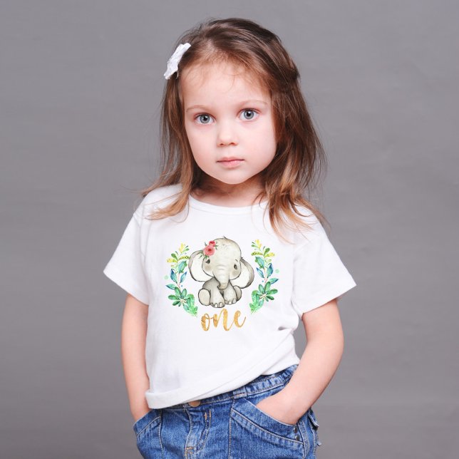 Pour Bébé Wild Un 1er anniversaire Elephant Baby T-shirt (Créateur téléchargé)