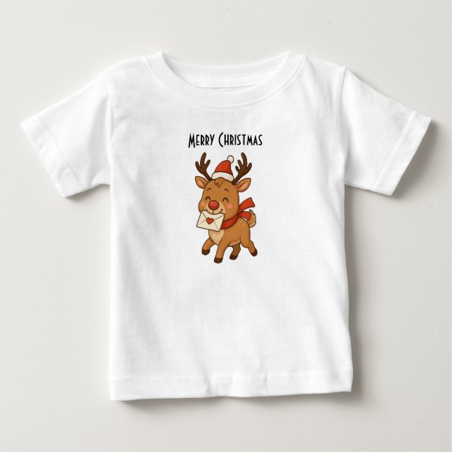 Pour Bébé Wonky Zoo Toddler T-Shirt – Cute Reindeer (Devant)