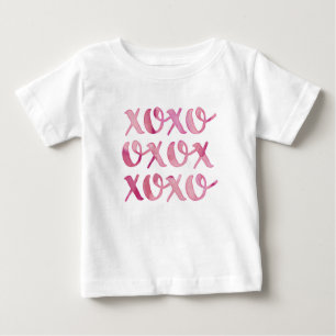 Pour Bébé xoxo rose aquarelle typographie enfants T-shirt