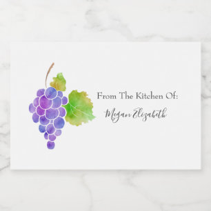 Pour Bocaux Aquarelle Grappes 2 Étiquette alimentaire