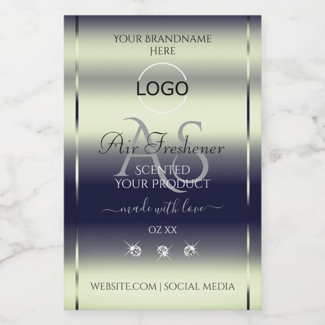 Pour Bocaux Bleu Argent Étiquette Bijoux Monogramme Logo (Étiquettes simples)