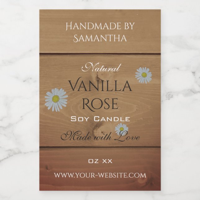 Pour Bocaux Bois Bois Emballage Étiquette Fleur marguerite (Étiquettes simples)