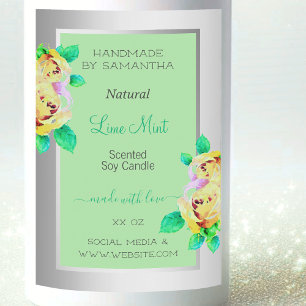 Pour Bocaux Bougies du Étiquette Floral Silver Green