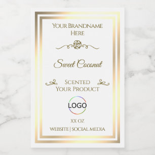 Pour Bocaux Cadre or Étiquette de produit blanc classique avec