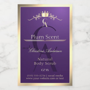 Pour Bocaux Cadre or Étiquette de produit Royal violet et mono