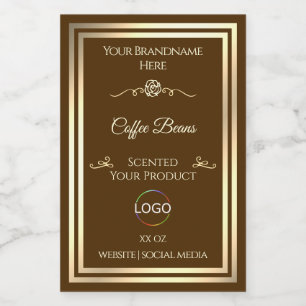 Pour Bocaux Café Brown Étiquette Gold Frame avec logo