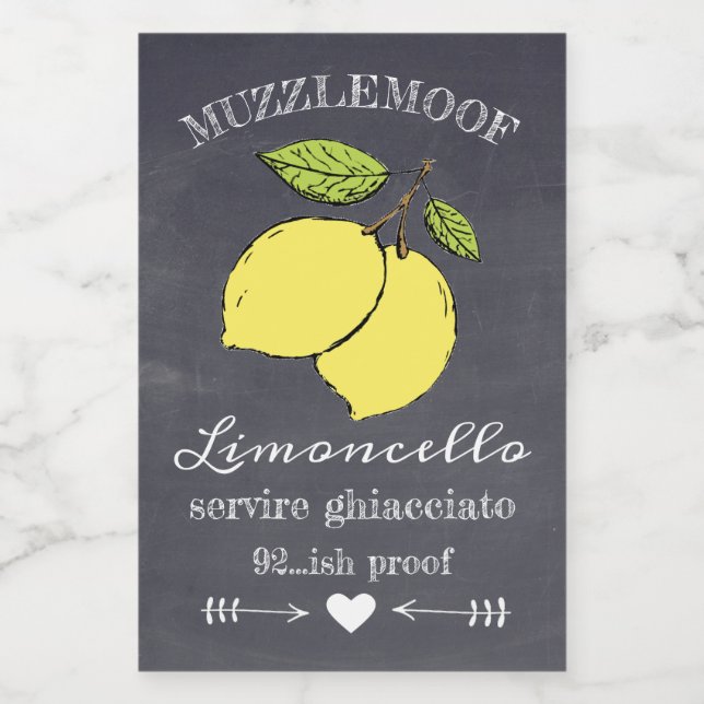 Pour Bocaux Chalkboard Look Limoncello Petit Étiquette bouteil (Étiquettes simples)