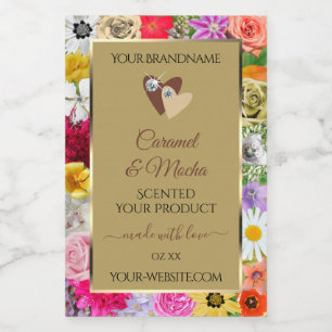 Pour Bocaux Colorée Floral Beige Produit Étiquette Coeurs Bijo