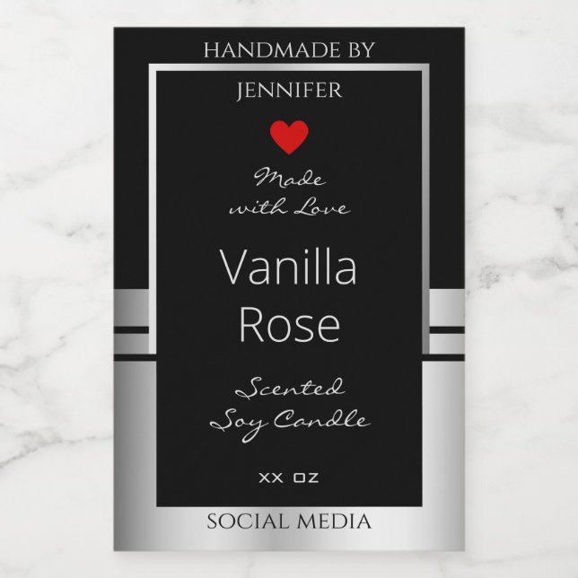 Pour Bocaux Conditionnement moderne Étiquette Noir et Argent (Étiquettes simples)