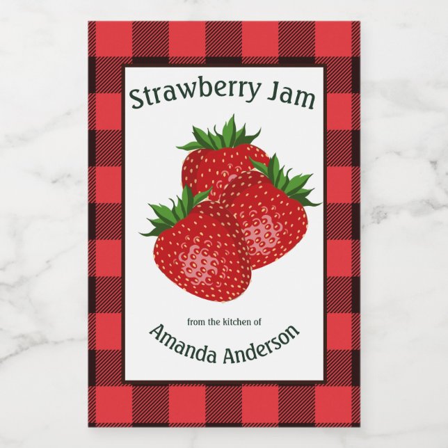 Pour Bocaux Confiture de fraises Conserve Plaid V Étiquette al (Étiquettes simples)