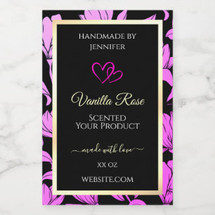Pour Bocaux Cute rose et noir Floral produit Coeurs Étiquette
