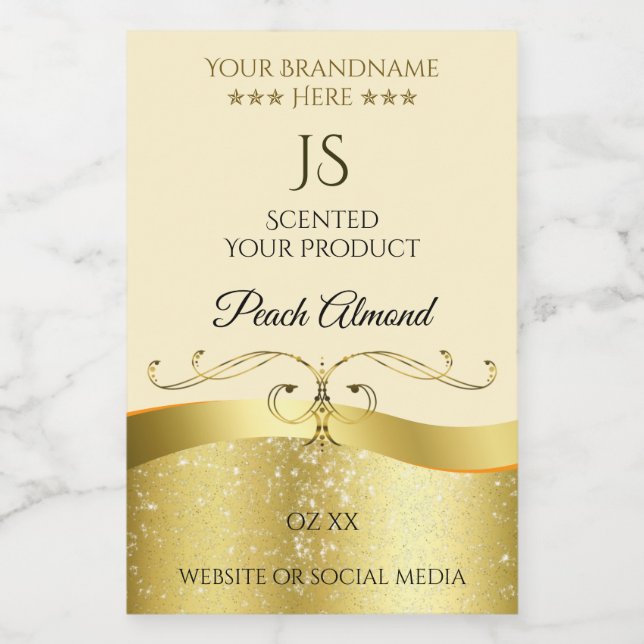 Pour Bocaux Décor or Wavy Classy Étiquette de monogramme (Étiquettes simples)