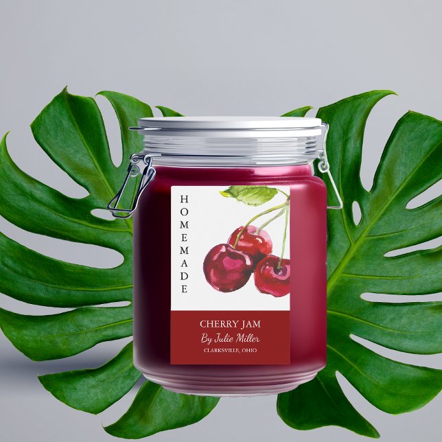 Pour Bocaux Élégant Étiquette maison de confiture de cerise (Créateur téléchargé)