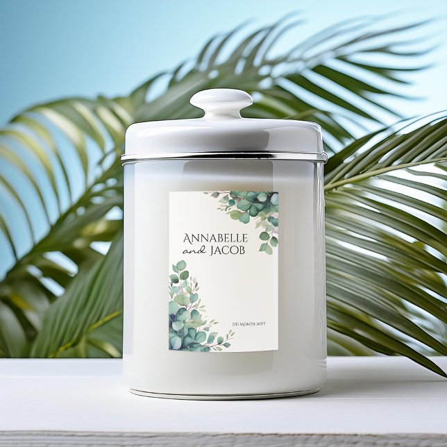 Pour Bocaux Elégant Feuille aquarelle Étiquette bougie (Créateur téléchargé)