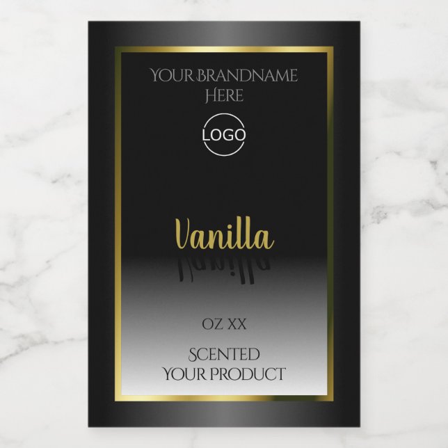 Pour Bocaux Élégant noir blanc produit Étiquette Gold Frame Lo (Étiquettes simples)