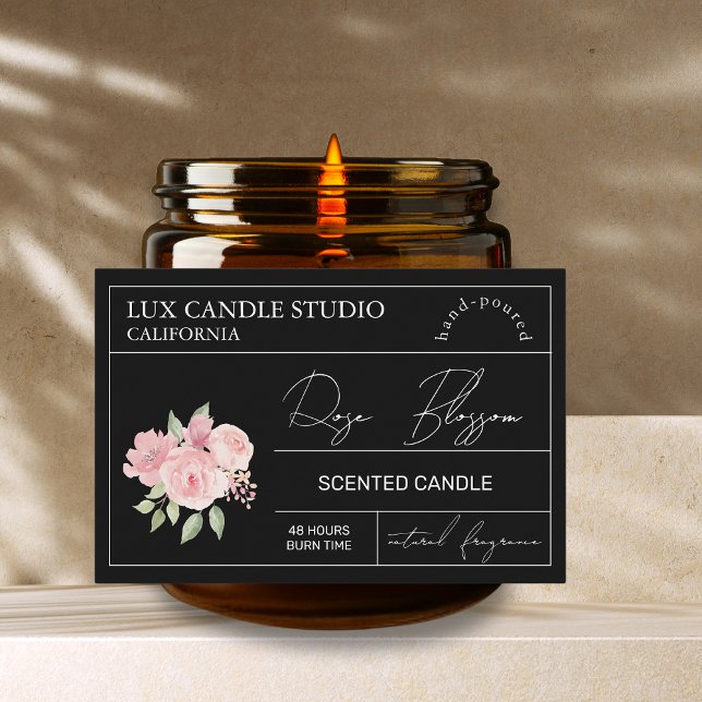 Pour Bocaux Élégant Rose minimal Étiquette à bougie Jar (Créateur téléchargé)