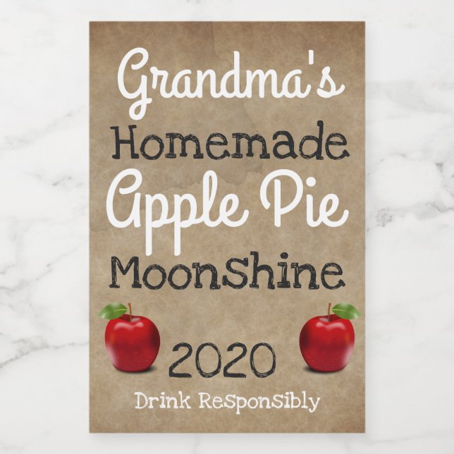 Pour Bocaux Étiquette Apple Pie Moonshine personnalisé fait ma (Étiquettes simples)