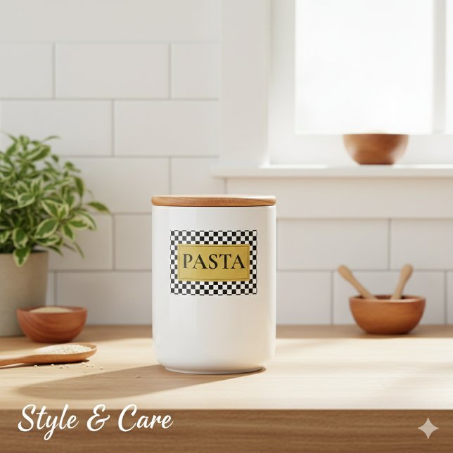 Pour Bocaux Étiquette de bocal de pâtes personnalisées au styl (Personalized Pasta Jar Label with Classic Style)