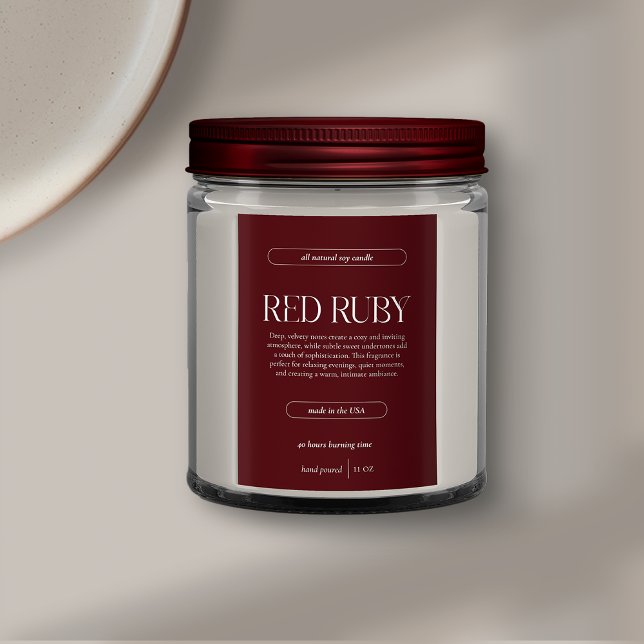 Pour Bocaux Étiquette de bougie rouge foncé moderne (Créateur téléchargé)