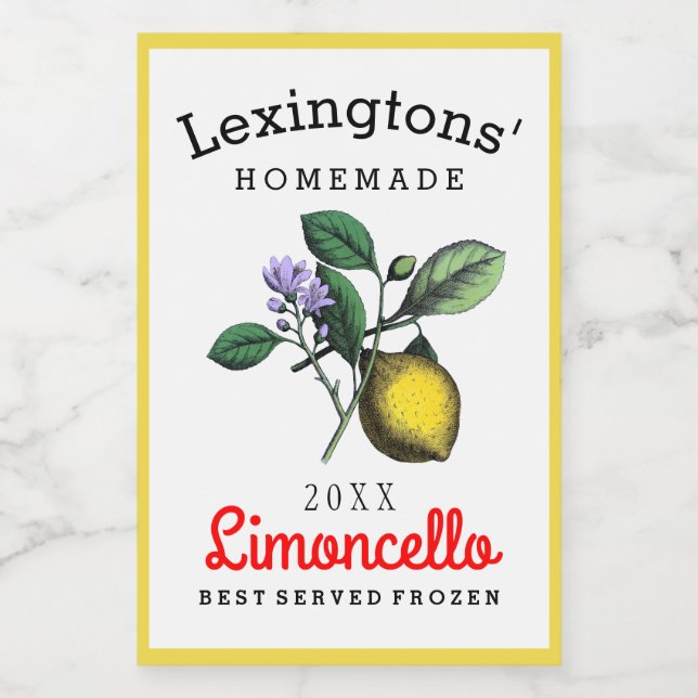 Pour Bocaux Étiquette de bouteille de liquide Limoncello custo (Étiquettes simples)