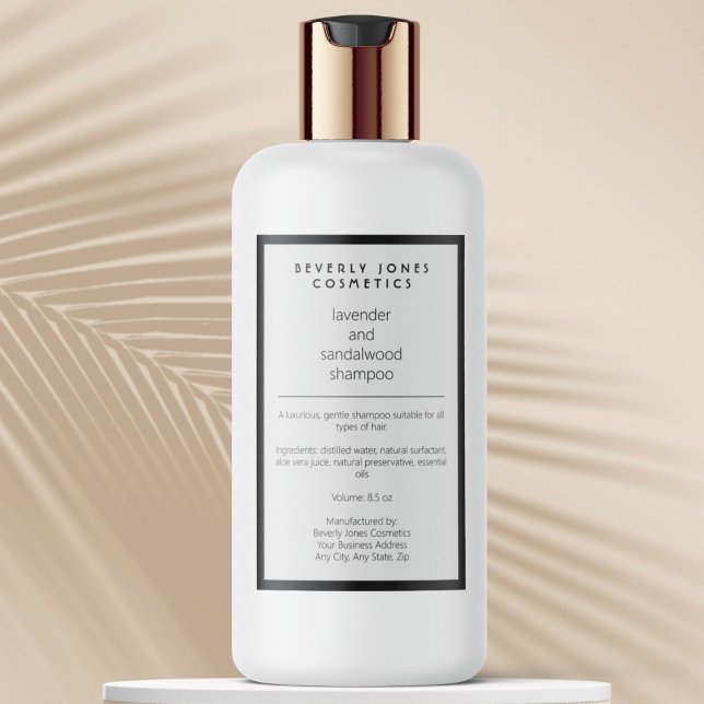 Pour Bocaux Étiquette de bouteille de shampooing noir blanc (Créateur téléchargé)