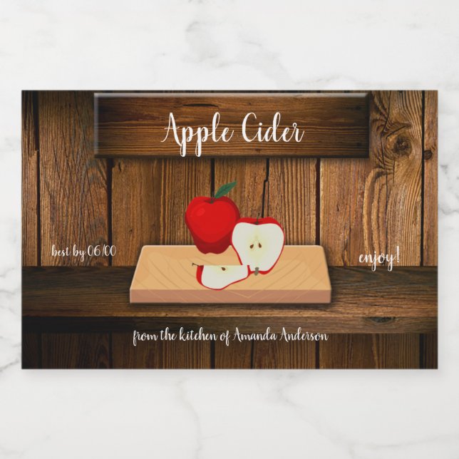 Pour Bocaux Étiquette de canne à cidre d'Apple 3x2 (Étiquettes simples)