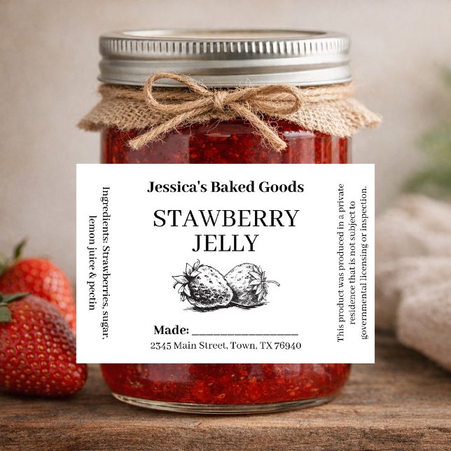 Pour Bocaux Étiquette de confiture de fraise maison STRAW03aRT (Créateur téléchargé)