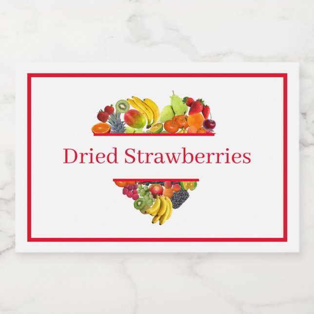 Pour Bocaux Étiquette de contenant alimentaire fraises séchées (Étiquettes simples)