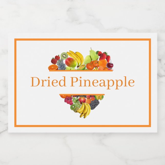Pour Bocaux Étiquette de contenant de nourriture Ananas séché (Étiquettes simples)