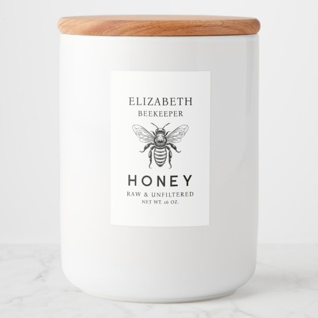 Pour Bocaux Étiquette de miel avec abeille à miel (Devant)