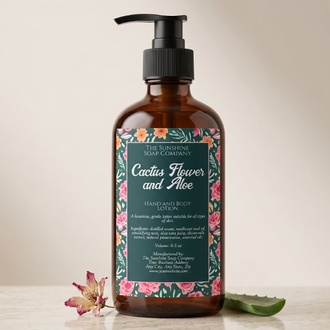 Pour Bocaux Étiquette de packaging de cosmétiques floraux étan (Créateur téléchargé)