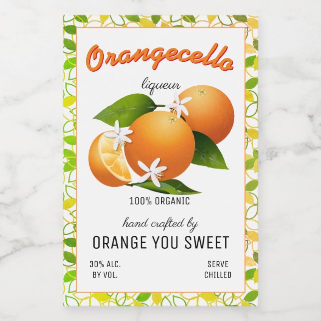 Pour Bocaux Étiquette de petite bouteille Orangecello moderne (Étiquettes simples)
