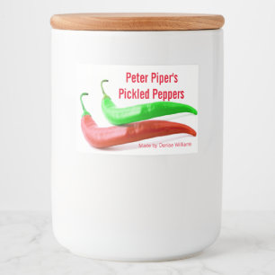 Pour Bocaux Étiquette de pot personnalisé Peppers
