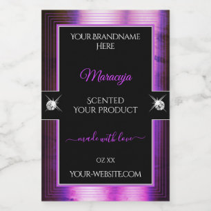 Pour Bocaux Étiquette de produit brillant noir violet élégant