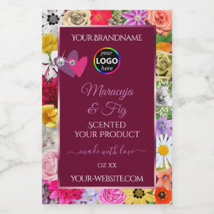 Pour Bocaux Étiquette de produit de couleur bordeaux à motif f
