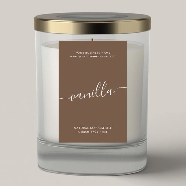 Pour Bocaux Étiquette de produit de script brun café moderne (Créateur téléchargé)